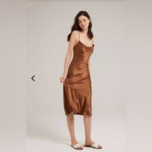 Nap Loungewear 100% Silk Slip Midi Dress